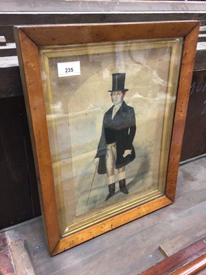 Lot 235 - Victorian pen and ink portrait of a gentleman, signed B Davis and dated 1851, in a maple frame
