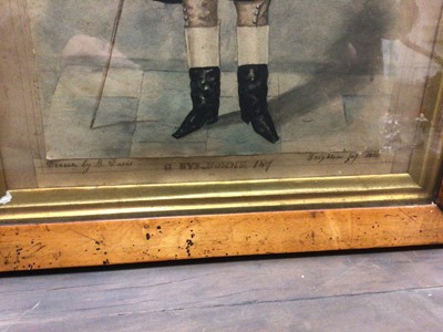 Lot 235 - Victorian pen and ink portrait of a gentleman, signed B Davis and dated 1851, in a maple frame