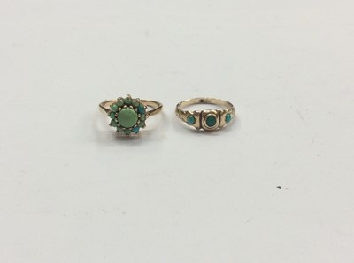 Lot 711 - Two gold turquoise rings