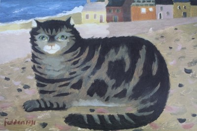 Lot 565 - *Mary Fedden signed limited edition print 'Cat on a Cornish Beach', 1991, 403 / 500