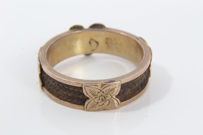 Lot 296 - Victorian hair work morning ring