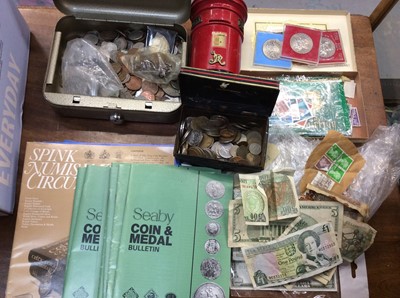 Lot 461 - World and GB coins, banknotes and loose stamps