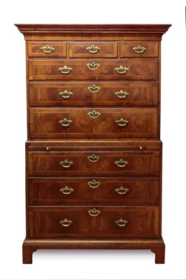 Lot 744 - George II walnut veneered chest on chest