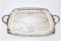 Lot 474 - Large silver plated two-handled tray of...