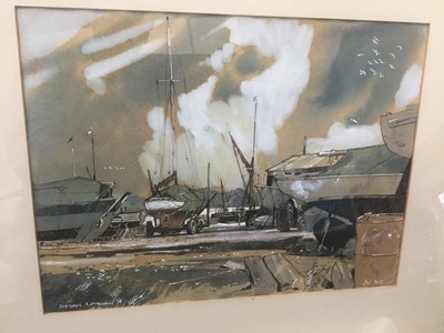 Lot 206 - Michael Norman (b. 1943) watercolour and bodycolour, Pin Mill, signed and dated '78, 21 x 28cm, framed