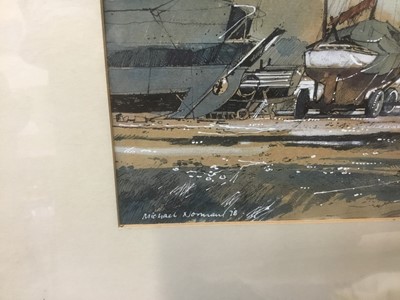 Lot 206 - Michael Norman (b. 1943) watercolour and bodycolour, Pin Mill, signed and dated '78, 21 x 28cm, framed