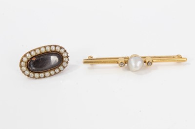 Lot 194 - Georgian seed pearl mourning brooch and a pearl bar brooch (not tested)