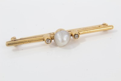 Lot 194 - Georgian seed pearl mourning brooch and a pearl bar brooch (not tested)