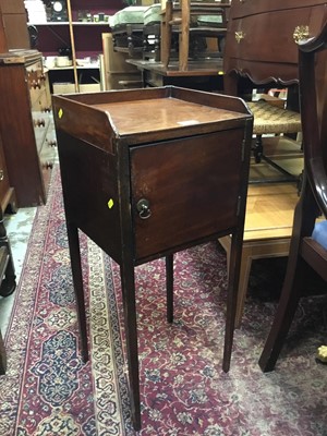 Lot 1032 - 19th century mahogany pot cupboard on taper legs