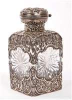 Lot 477 - Edwardian cut glass scent flask encased in a...