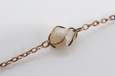 Lot 203 - Edwardian Arts & Crafts gold and freshwater pearl 56 inch long guard chain