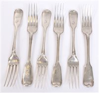 Lot 478 - Set of six Victorian silver fiddle and thread...