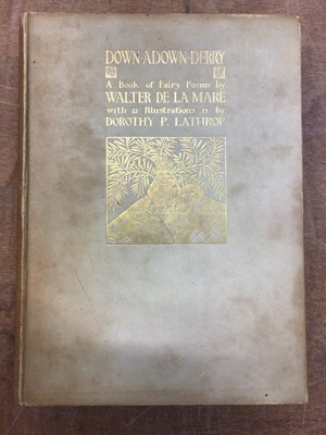 Lot 1257 - De La Mare, Walter. Down-Adown-Derry, illustrated by Dorothy P. Lathrop, signed limited edition 96/325, London Constable, 1922. Vellum, octavo