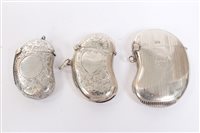 Lot 480 - Victorian silver vesta of kidney form, with...