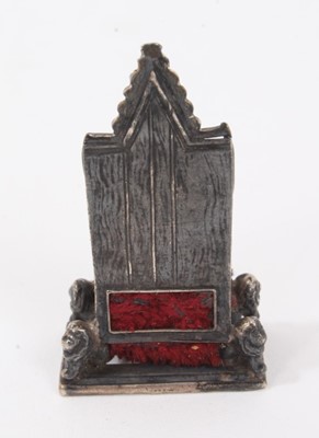 Lot 100 - Edwardian silver Coronation chair pin cushion
