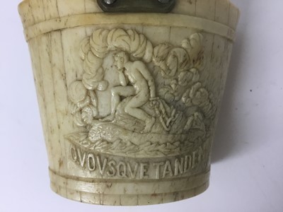 Lot 90 - Early 19th carved bone bucket, possibly with anti-slavery message