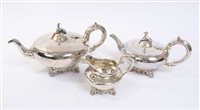 Lot 483 - Large Victorian silver teapot of compressed...