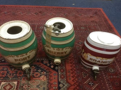 Lot 212 - Ceramic Brandy barrel, together with similar port and sherry barrels