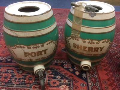 Lot 26 - Ceramic Brandy barrel, together with similar port and sherry barrels