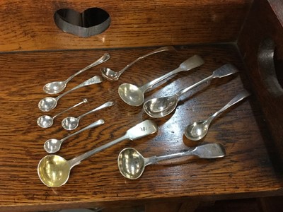 Lot 721 - Group of 11 silver and silver plated salt and mustard spoons (11)