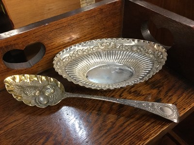 Lot 727 - Victorian silver bonbon dish, together with a silver Berry Spoon (2)