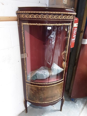 Lot 1048 - Vernis Martin style corner cupboard with gilt metal mounts, glazed door and painted panel below, 153cm high