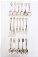 Lot 490 - Selection of Victorian silver fiddle pattern...