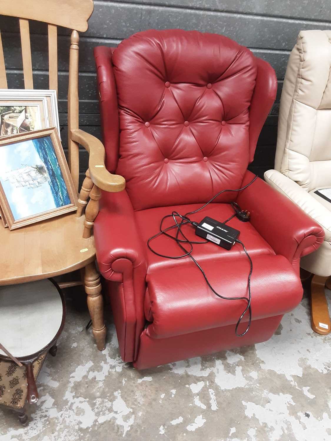 Lot 1050 Contemporary red leather electric reclining