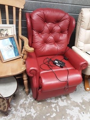 Lot 1050 - Contemporary red leather electric reclining armchair