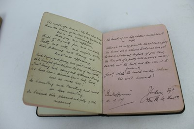 Lot 1072 - WW1 Military autograph albums including good real photographic postcards, verses, sketches etc.
