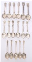 Lot 493 - Set of six late Victorian silver teaspoons...