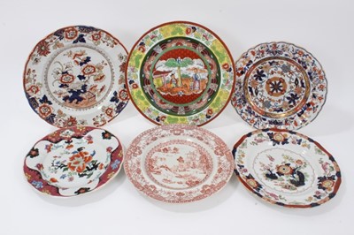 Lot 123 - A Masons Ironstone plate, in famille verte style, and five other Ironstone plates