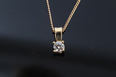 Lot 255 - Diamond single stone pendant on chain