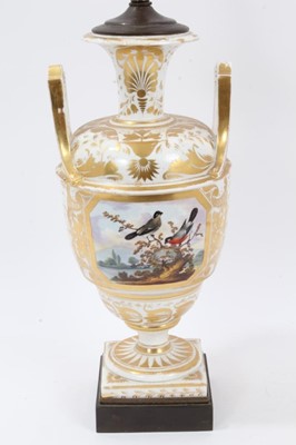 Lot 75 - Derby vase, probably painted by Dodson, circa 1820, now mounted as a table lamp