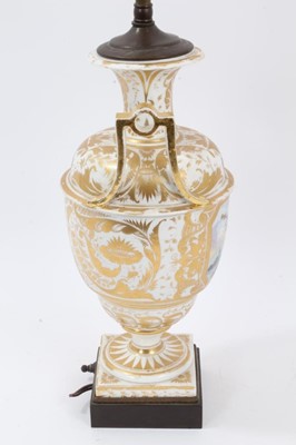 Lot 67 - Derby vase, probably painted by Dodson, circa 1820, now mounted as a table lamp
