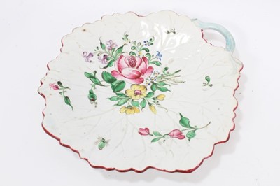 Lot 81 - Five Luneville flower painted leaf shaped dishes