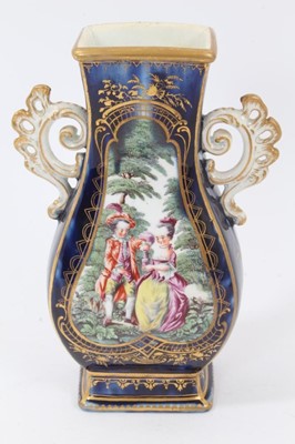 Lot 95 - A Chelsea blue ground vase, finely painted with figures, circa 1762-65