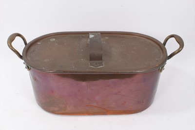 Lot 320 - A 19th century copper fish kettle, cover and drainer