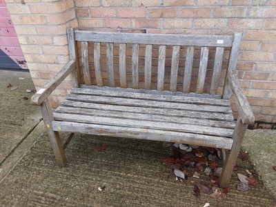 Lot 1077 - Slatted wood garden bench