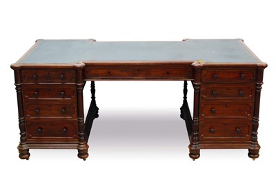 Lot 723 - Good 19th century mahogany twin pedestal desk