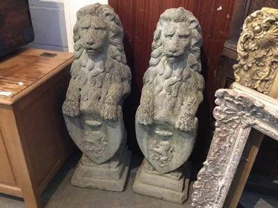 Lot 2 - Pair of re-constituted stone lions