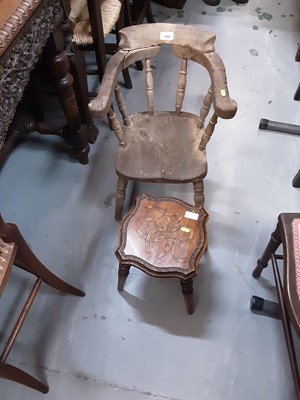 Lot 1099 - Children's captains chair and an inlaid stool