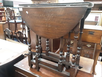 Lot 1104 - Old oak drop leaf table, Victorian dining chair and a plant stand