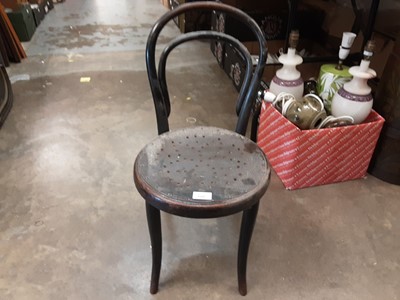 Lot 1107 - Child's bentwood chair, captains chair and an oak barley twist occasional table