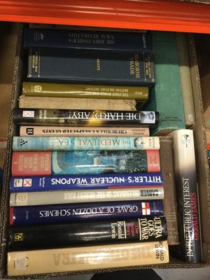 Lot 350 - Books- Five boxes of military related books including RAF, Royal Navy and the World Wars