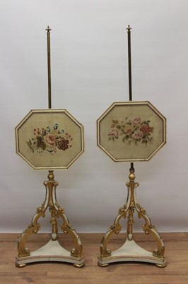 Lot 747 - Pair of 19th century Scottish pole-screens with makers label