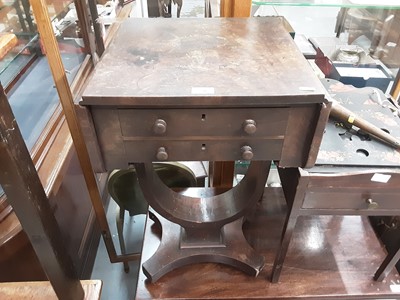 Lot 890 - Antique mahogany work station with 2 drawers