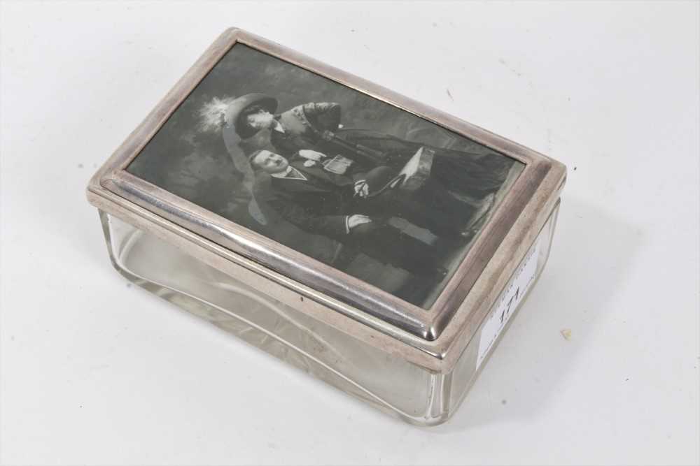 Lot 93 - George V silver topped glass box with inset photographic portrait of the Rothschilds