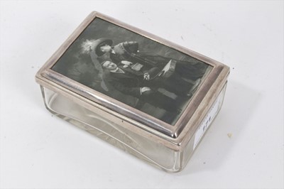Lot 171 - George V silver topped glass box with inset photographic portrait of the Rothschilds