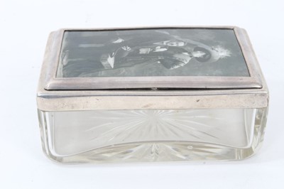 Lot 93 - George V silver topped glass box with inset photographic portrait of the Rothschilds
